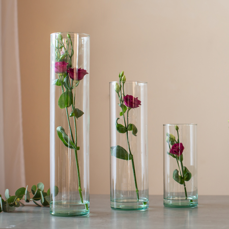 Set of evergreen cylinder vases H:20/30/40